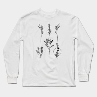 Botanical Tattoo style, forestcore, best friend gift, flower tshirt Long Sleeve T-Shirt